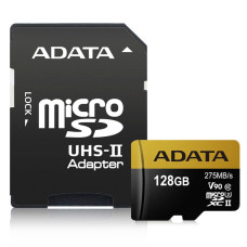 Карта памяти A-Data microSDXC UHS-II 128GB + адаптер [AUSDX128GUII3CL10-CA1]