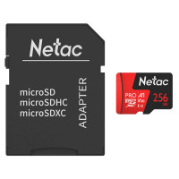 Карта памяти Netac MicroSDXC 256GB V30/A1/C10 Netac P500 Extreme Pro с адаптером