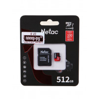 Карта памяти Netac MicroSDXC 512GB V30/A1/C10 Netac P500 Extreme Pro с адаптером
