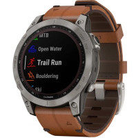 Умные часы Garmin Fenix 7 Sapphire Solar 47 мм (титан/каштановый кожа)