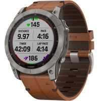 Умные часы Garmin Fenix 7X Sapphire Solar 51 мм (титан/каштановый кожа)