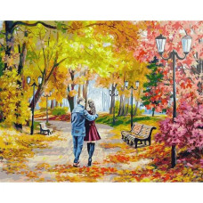 Картина по номерам Белоснежка Осенний парк, скамейка, двое 142-AB