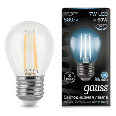 Светодиодная лампа Gauss LED Filament Globe E27 7 Вт 4100 К 105802207