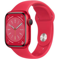 Умные часы Apple Watch Series 8 41 мм (алюминиевый корпус, красный/красный, спортивный силиконовый ремешок)