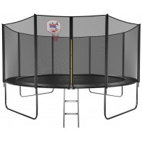 Батут GetActive Jump 14ft-427 см 14480S2Y-L лестница, сетка, кольцо (черный)